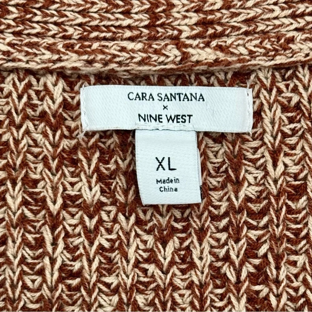 Cara Santana X Nine West Cropped Brown Marled Cardigan Cotton Blend Size XL